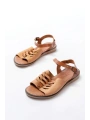205-029 Bej Ortopedik Hakiki Deri Kadın Sandalet