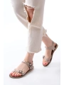 205-091 Bej Ortopedik Hakiki Deri Kadın Sandalet