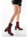 MSK-033 Bordo Topuklu Fermuarlı Kadın Bot