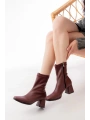 MSK-033 Bordo Topuklu Fermuarlı Kadın Bot