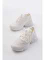 SP-2024 Beyaz Günlük Bağcıklı Fileli Taş Aksesuarlı Kadın Spor Ayakkabı