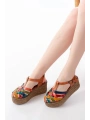 684-02 Taba Multi Ortopedik Hakiki Deri Dolgu Kadın Sandalet