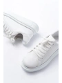 RS-2435 Beyaz Gümüş Bağcıklı Dikişli Günlük Spor Ayakkabı