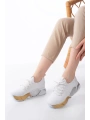 RS-400  Beyaz Bağcıklı Fileli Renkli Taban Günlük Kadın Spor