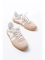 M-1004 Bej Süet Bağcıklı Termo Taban Günlük Kadın Spor