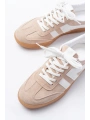 M-1004 Bej Süet Bağcıklı Termo Taban Günlük Kadın Spor