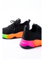 RS-400  Siyah Bağcıklı Fileli Renkli Taban Günlük Kadın Spor