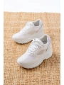 F-185 Beyaz Günlük Bağcıklı Taş Aksesuarlı Yazlık Spor Ayakkabı
