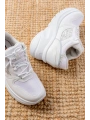 F-185 Beyaz Günlük Bağcıklı Taş Aksesuarlı Yazlık Spor Ayakkabı