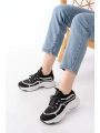 3001  Siyah Bağcıklı Fileli Günlük Spor Ayakkabı