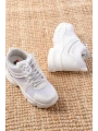 F-209 Beyaz Bağcıklı Fileli Taş Aksesuarlı Günlük Spor Ayakkabı