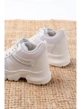 F-209 Beyaz Bağcıklı Fileli Taş Aksesuarlı Günlük Spor Ayakkabı