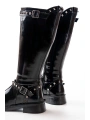 02-307 Siyah Rugan Düz Topuklu Günlük Bayan Binici Çizme