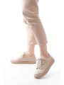P-910 Bej Bağcıklı Taban Dikişli Günlük Kadın Spor