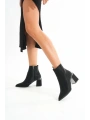 DNZ-409 Siyah Fermuarlı Topuklu Kadın Günlük Bot