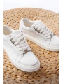 P-910 Beyaz Bağcıklı Taban Dikişli Günlük Kadın Spor