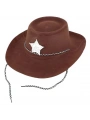 Çocuk Kovboy Şapkası Plastik Üzeri Flok Kaplama Koyu Kahverengi