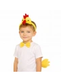 Çocuk Horoz Tavuk Kostüm Seti 3 Parça (taç + Papyon + Kuyruk)