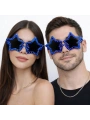 Mavi Renk Disko Yıldızı Retro Parti Gözlüğü 16x7 Cm