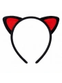 Peluş Kedi Kulak Taç Kırmızı Siyah – Çocuk Parti  Kostüm Tacı