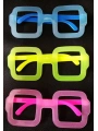Fosforlu Kare Model Glow Parti Gözlüğü Karanlıkta Yanan Gözlükler 12 Adet