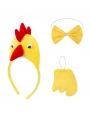 Horoz – Tavuk Kostüm Aksesuar Seti - Taç Papyon Kuyruk