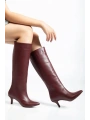 SYT-2025 Bordo Cilt  Günlük Kadın Çizme