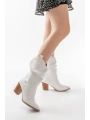 LS-1860 Beyaz Körüklü Kalın Topuklu Günlük Kadın Bot