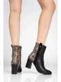 292 Siyah Leopar Desen Detaylı Fermuarlı  Yüksek Topuklu Günlük Kadın Bot