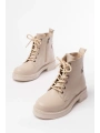 02-2003 Bej Bağcıklı Fermuarlı Günlük Kadın Bot
