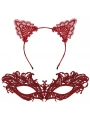 Şık Kırmızı Dantel Maske Ve Taç Seti 5 No – Maskeli Balo  Özel Etkinlikler
