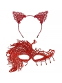 Alevin Zarafeti Kırmızı Dantel Maske Ve Taç Seti 4 No – Kadın Kostüm Tamamlayıcı