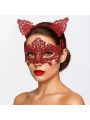 Romantik Kırmızı Dantel Maske Seti – Kedi Kulaklı Taç Ve Maske 3 No