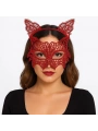 Kırmızı Dantel Kedi Maskesi Ve Dantel Taç Seti – Kadın Kostüm Aksesuarı