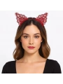 Dantelli Kırmızı Kedi Tacı - Vintage Tarz Dantel Kedi Kulak