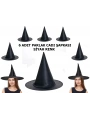 Halloween Siyah Renk Parlak Dralon Cadı Şapkası Yetişkin Ve Çocuk Uyumlu 6 Adet
