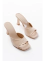 S-617 Bej Rugan Günlük Topuklu Kadın Terlik