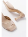 S-617 Bej Rugan Günlük Topuklu Kadın Terlik