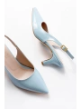 ST-1152 Bebe Mavi Rugan Günlük 7 cm Topuklu Kadın Ayakkabı