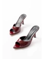 716 Bordo Rugan Sivri Burunlu Topuklu Kadın Terlik