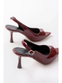 717 Bordo Rugan Sivri Burunlu Topuklu Kadın Sandalet