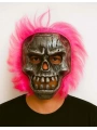 Wild Skull - Gümüş Kafatası Pembe Saçlı İskelet Maske