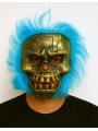 Wild Skull - Bakır Kafatası Turkuaz Saçlı İskelet Maske