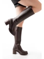 767-3013 Kahverengi Fermuarlı Günlük Kadın Çizme