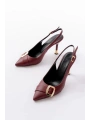 İNF-1151 Bordo Günlük Arkası Açık Topuklu Bayan Ayakkabı