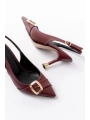 İNF-1151 Bordo Günlük Arkası Açık Topuklu Bayan Ayakkabı