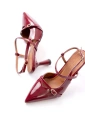 K-6722 Bordo Rugan Toka Detaylı Sivri Burun Kadın Ayakkabı