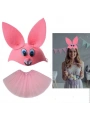 Tavşan Kostümü Pembe - 23 Nisan Tavşan Şapka Ve Tütü Etek Seti 2 Parça
