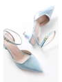 ST-004 Bebe Mavi Rugan Günlük 7 cm Topuklu Bayan Ayakkabı