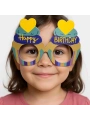 Cupcake Temalı Doğum Günü Renkli Karton Happy Birthday Gözlüğü 6 Adet